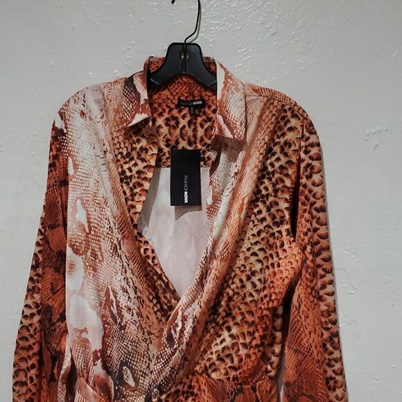 Fashion Nova Hearts Desire Satin Mini Dress in Rust Snakeskin Size M - Picture 7 of 15